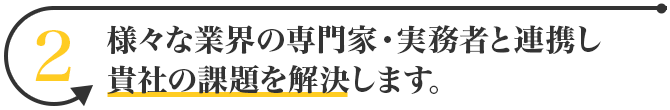 様々な業界の専門家・実務者と連携し貴社の課題を解決